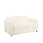 Canapé convertible Serta Aurora Boucle Ivoire : Chaise longue et grand lit, ressorts ensachés, pieds en bois d'hévéa