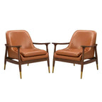 Christopher Knight Home Set of 2 Evelyn Modern Faux Leather and Wood Accent Chairs Black