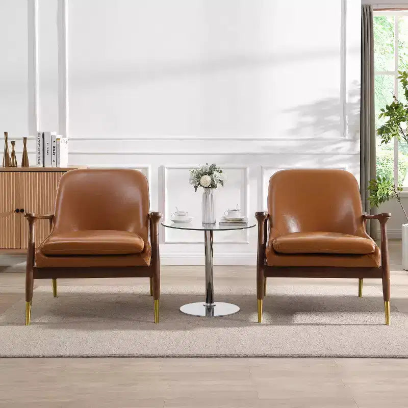 Christopher Knight Home Lot de 2 fauteuils d'appoint modernes Evelyn en similicuir et bois noir