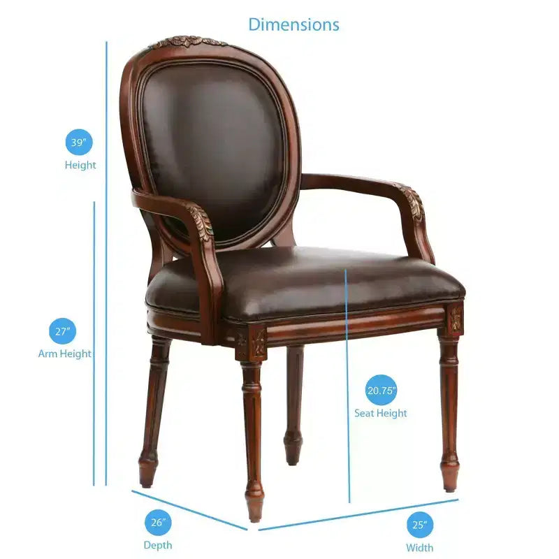 Fauteuil en cuir marron Comfort Pointe Bradford : Rembourré, design traditionnel, cadre en bois, rembourrage en mousse