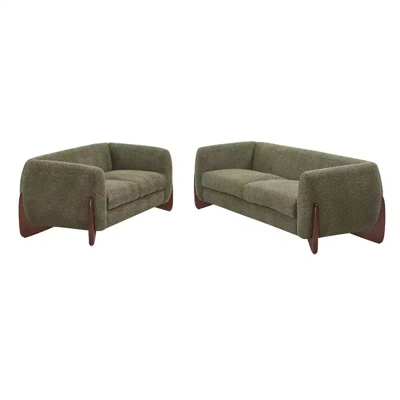 Christopher Knight Home Lucy Modern Upholstered 3 Seater and 2 Seater Combined Sofa Set Green
