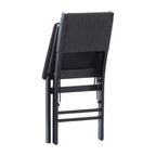 Linon Lot de 2 chaises pliantes modernes du milieu du siècle avec dossier en corde Thames et siège rembourré, noires : Bois d'hévéa, revêtement en polyester, aucun assemblage requis.
