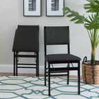 Linon Lot de 2 chaises pliantes modernes du milieu du siècle avec dossier en corde Thames et siège rembourré, noires : Bois d'hévéa, revêtement en polyester, aucun assemblage requis.