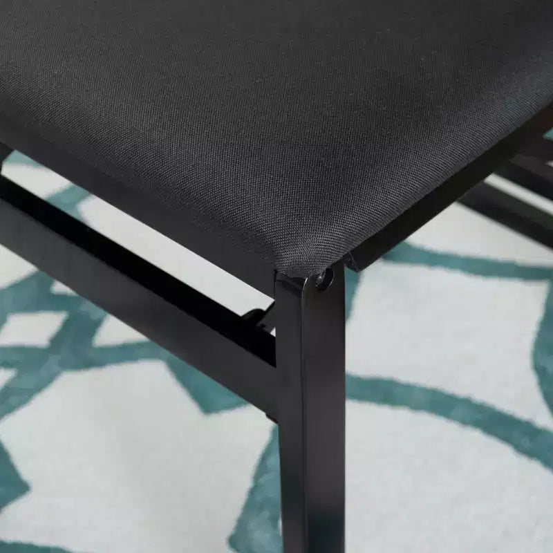 Linon Lot de 2 chaises pliantes modernes du milieu du siècle avec dossier en corde Thames et siège rembourré, noires : Bois d'hévéa, revêtement en polyester, aucun assemblage requis.
