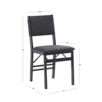 Linon Lot de 2 chaises pliantes modernes du milieu du siècle avec dossier en corde Thames et siège rembourré, noires : Bois d'hévéa, revêtement en polyester, aucun assemblage requis.