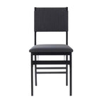 Linon Lot de 2 chaises pliantes modernes du milieu du siècle avec dossier en corde Thames et siège rembourré, noires : Bois d'hévéa, revêtement en polyester, aucun assemblage requis.