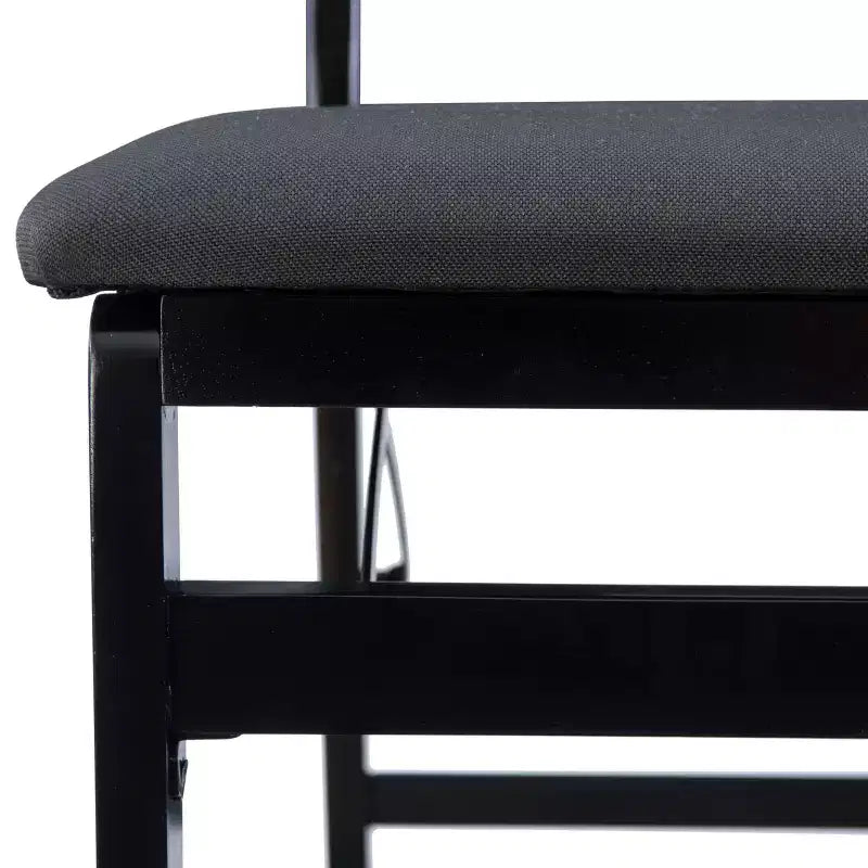 Linon Lot de 2 chaises pliantes modernes du milieu du siècle avec dossier en corde Thames et siège rembourré, noires : Bois d'hévéa, revêtement en polyester, aucun assemblage requis.