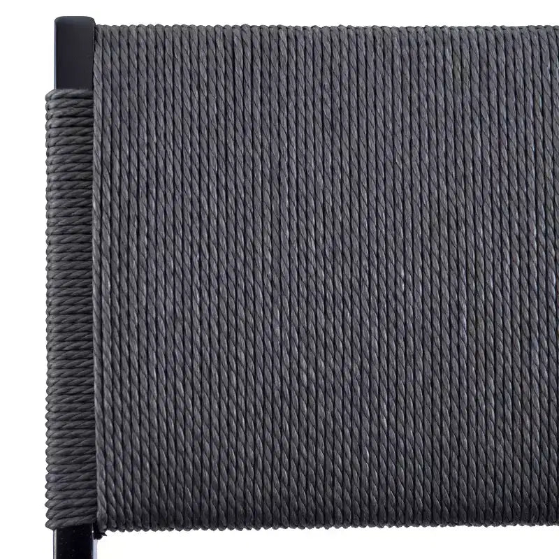 Linon Lot de 2 chaises pliantes modernes du milieu du siècle avec dossier en corde Thames et siège rembourré, noires : Bois d'hévéa, revêtement en polyester, aucun assemblage requis.