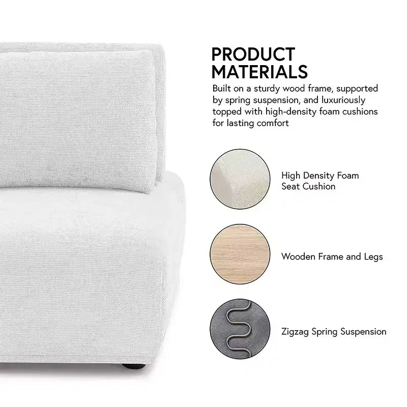 HOMES: Inside + Out Povoa Fauteuil moderne modulable sans accoudoirs Boucle avec dossier extensible Gris clair