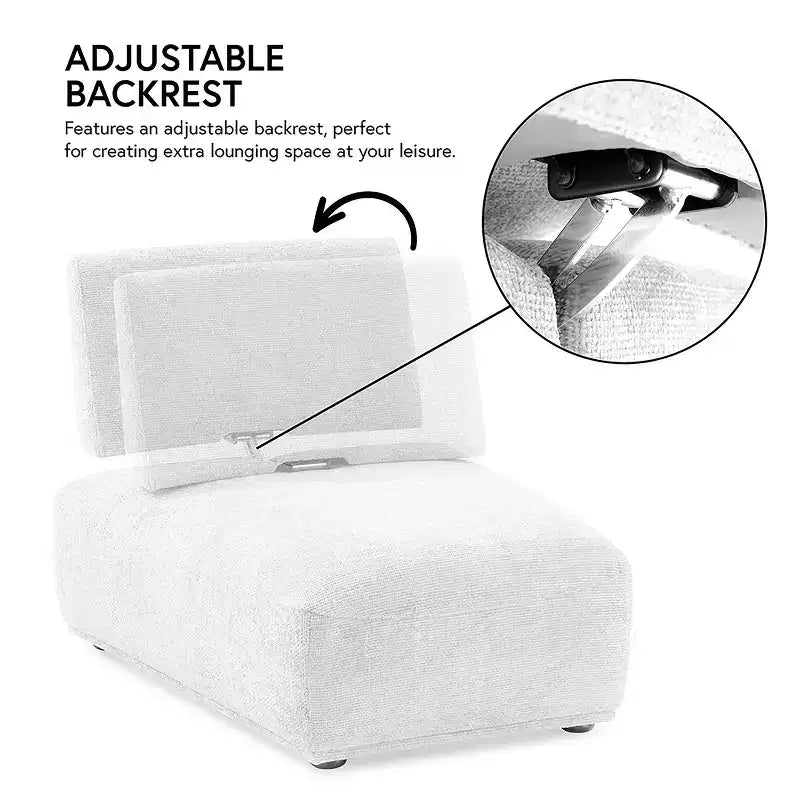 HOMES: Inside + Out Povoa Fauteuil moderne modulable sans accoudoirs Boucle avec dossier extensible Gris clair
