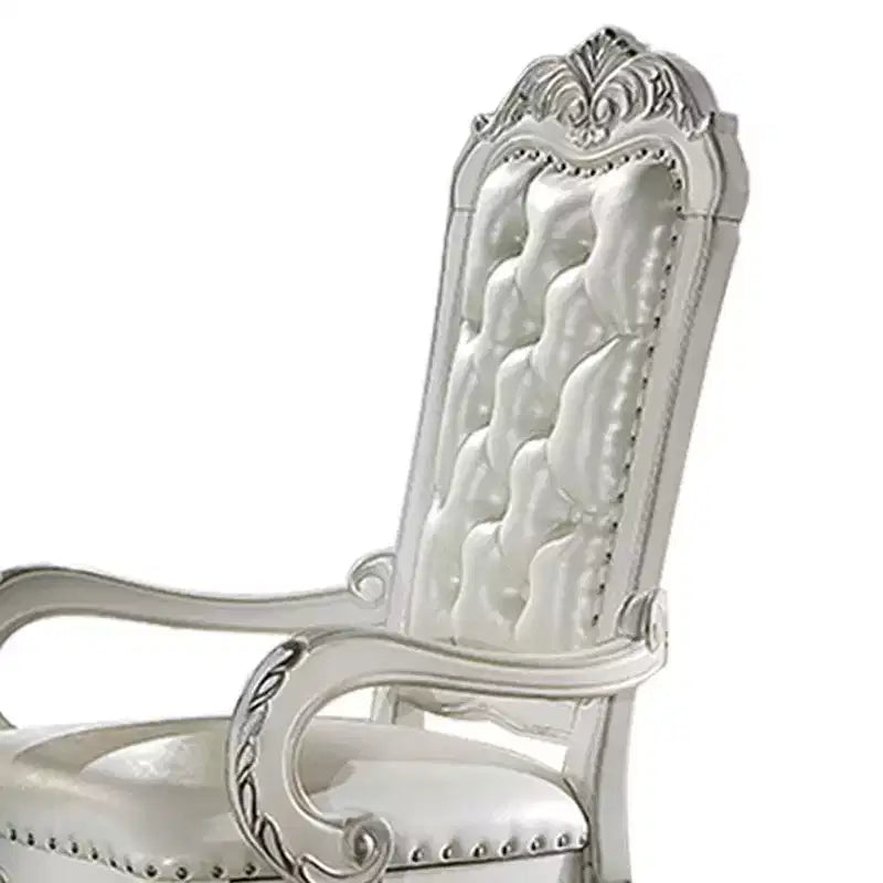 Fauteuil d'appoint Dresden 21" en cuir synthétique blanc cassé - Acme Furniture : Capitonné, Aucun assemblage requis, Cadre en bois composite