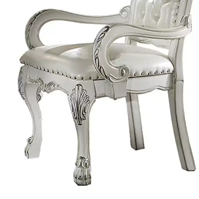 Fauteuil d'appoint Dresden 21" en cuir synthétique blanc cassé - Acme Furniture : Capitonné, Aucun assemblage requis, Cadre en bois composite