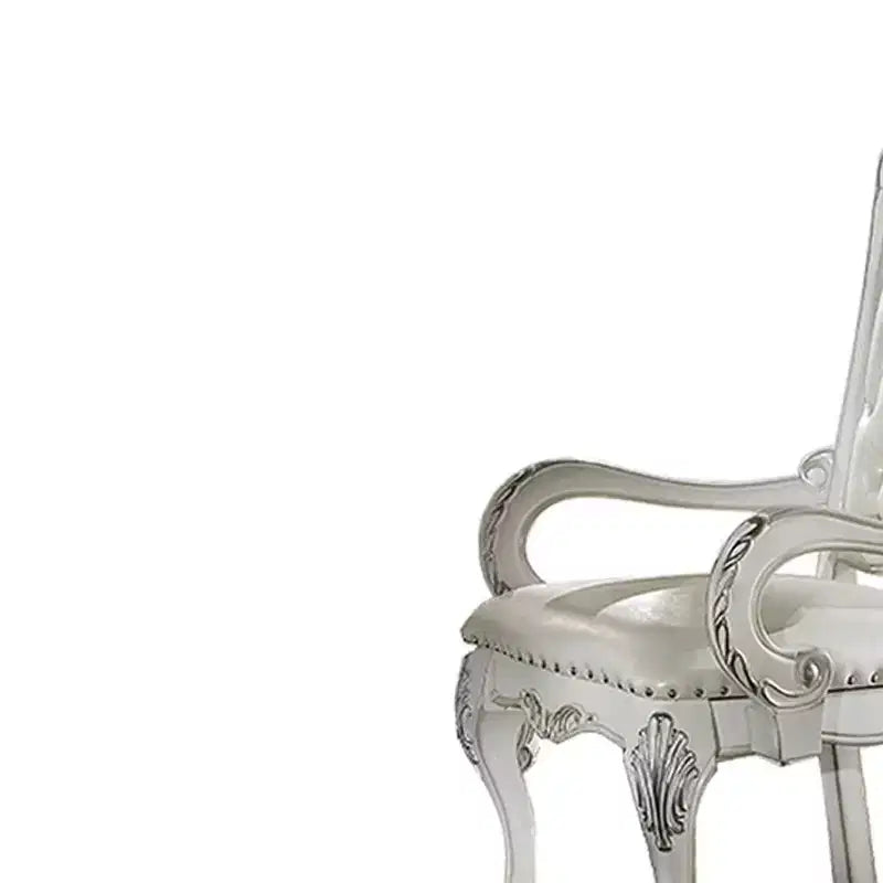 Fauteuil d'appoint Dresden 21" en cuir synthétique blanc cassé - Acme Furniture : Capitonné, Aucun assemblage requis, Cadre en bois composite