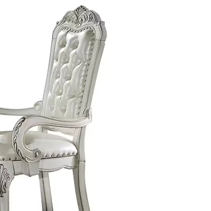 Fauteuil d'appoint Dresden 21" en cuir synthétique blanc cassé - Acme Furniture : Capitonné, Aucun assemblage requis, Cadre en bois composite