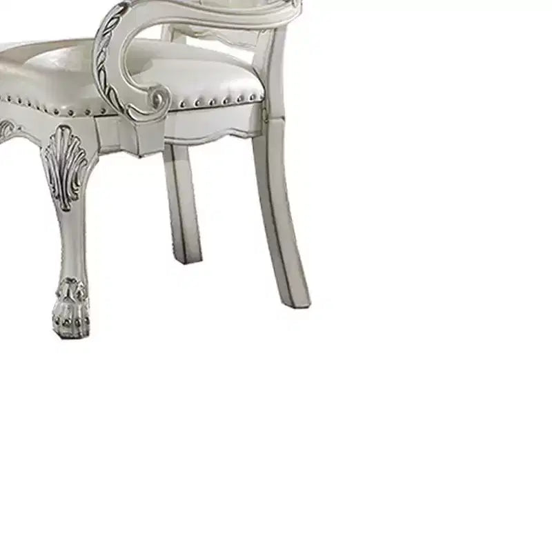 Fauteuil d'appoint Dresden 21" en cuir synthétique blanc cassé - Acme Furniture : Capitonné, Aucun assemblage requis, Cadre en bois composite