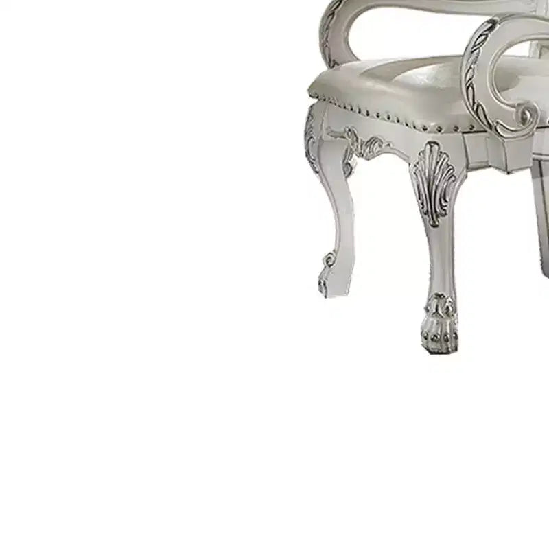 Fauteuil d'appoint Dresden 21" en cuir synthétique blanc cassé - Acme Furniture : Capitonné, Aucun assemblage requis, Cadre en bois composite