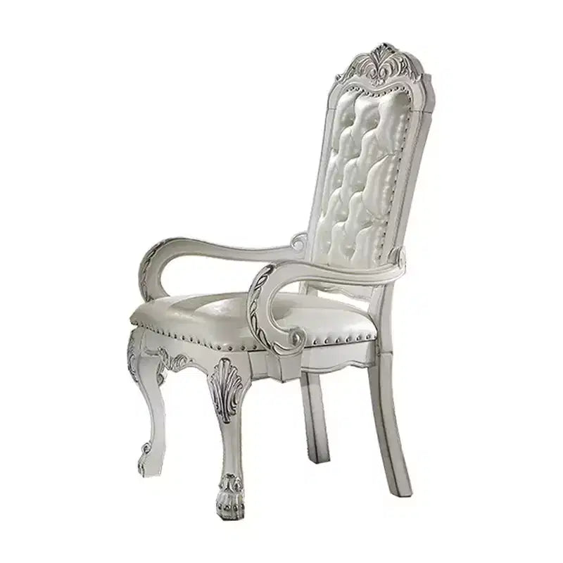 Fauteuil d'appoint Dresden 21" en cuir synthétique blanc cassé - Acme Furniture : Capitonné, Aucun assemblage requis, Cadre en bois composite