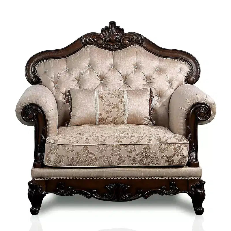 Fauteuil alsacien HOMES: Inside + Out, capitonné, cerisier foncé/marron clair