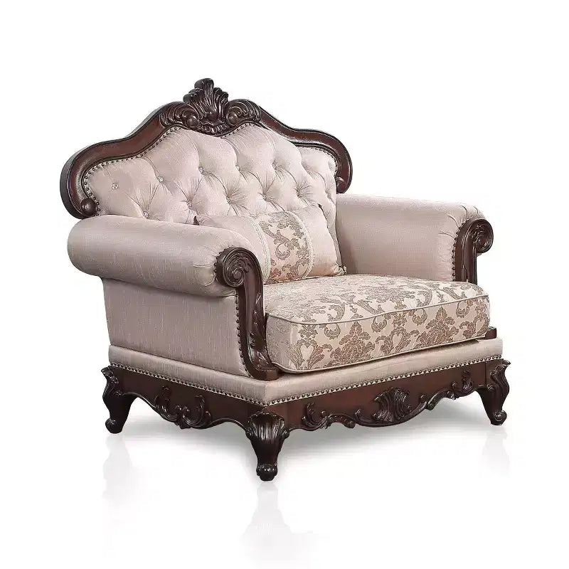 Fauteuil alsacien HOMES: Inside + Out, capitonné, cerisier foncé/marron clair