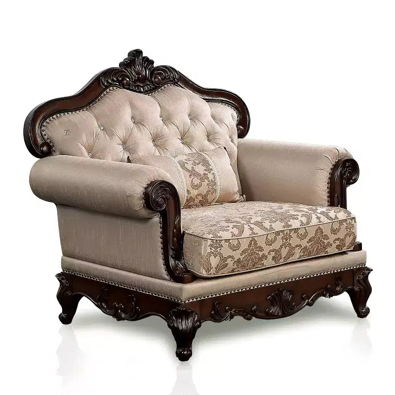 Fauteuil alsacien HOMES: Inside + Out, capitonné, cerisier foncé/marron clair