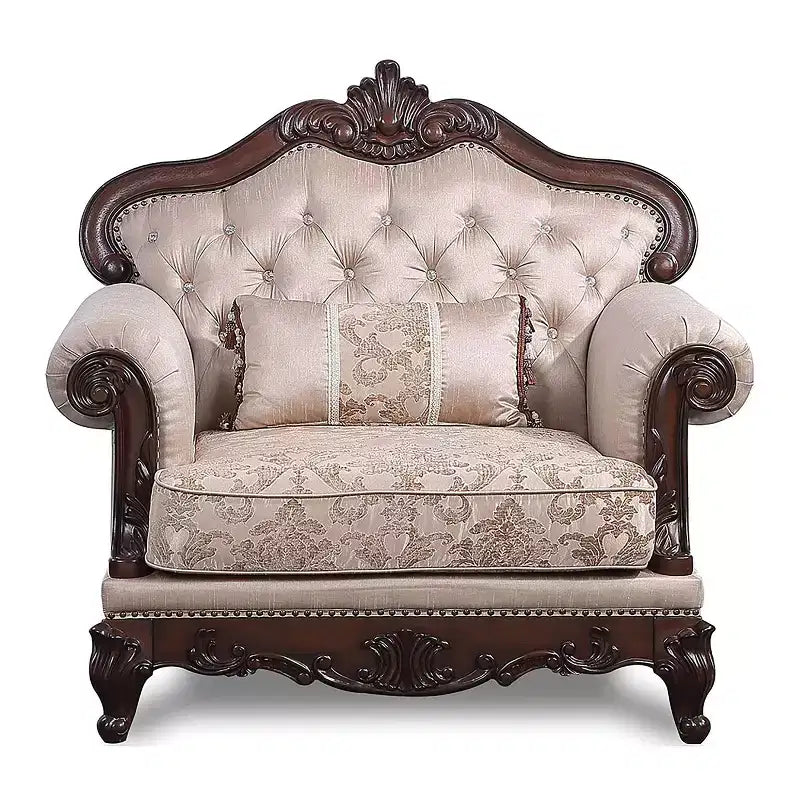 Fauteuil alsacien HOMES: Inside + Out, capitonné, cerisier foncé/marron clair