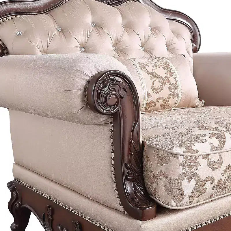Fauteuil alsacien HOMES: Inside + Out, capitonné, cerisier foncé/marron clair