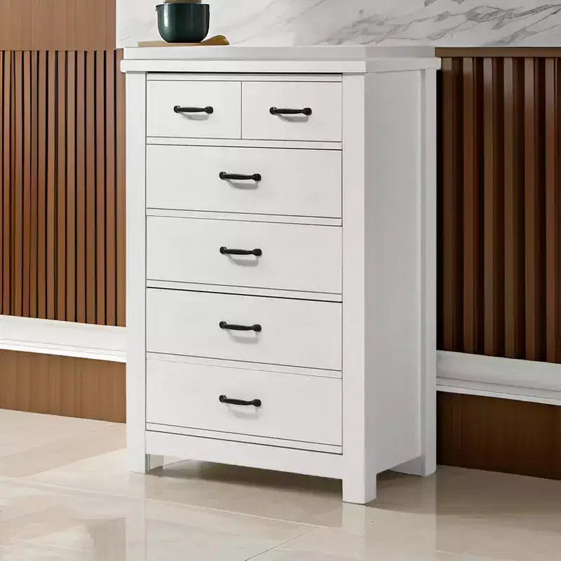 Commode 6 tiroirs blanche 47" - Benzara : Meubles de chambre contemporains, design compact