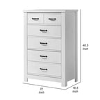 Commode 6 tiroirs blanche 47" - Benzara : Meubles de chambre contemporains, design compact