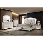Ensemble de chambre en granit 3 pièces California King avec table de chevet et commode Blanc perle - HOMES: Inside + Out