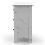 Commode Fichte Transitional 3 tiroirs imitation marbre blanc - miBasics : Rangement élégant, construction en MDF et panneaux de particules