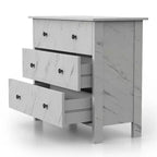 Commode Fichte Transitional 3 tiroirs imitation marbre blanc - miBasics : Rangement élégant, construction en MDF et panneaux de particules
