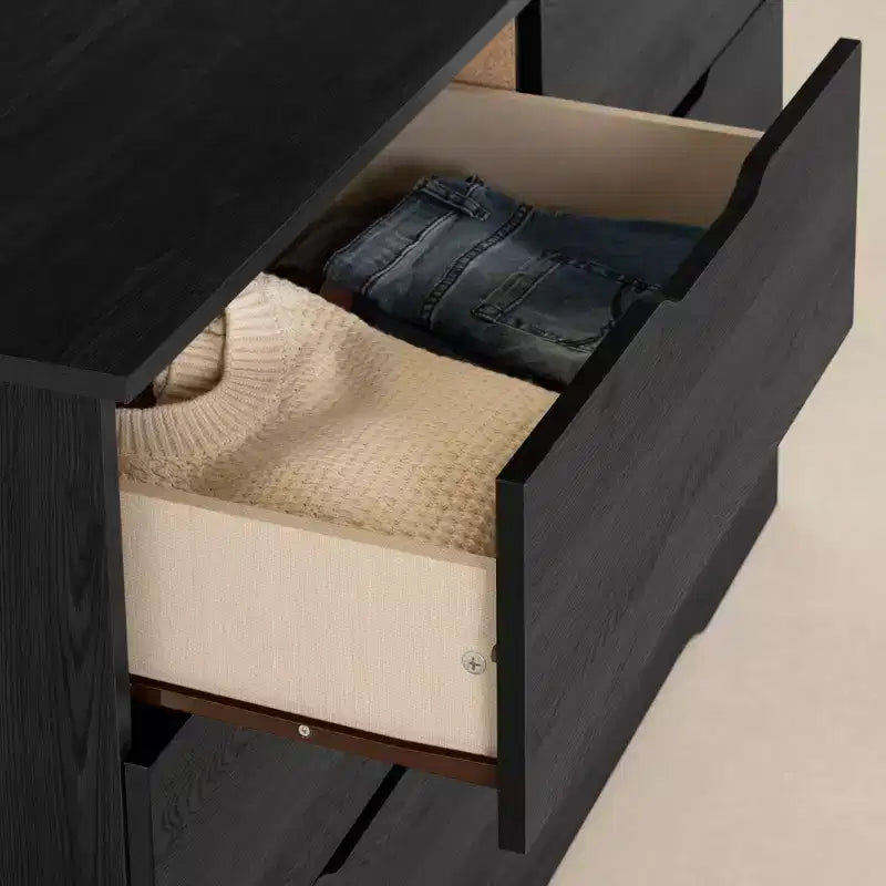Commode double 6 tiroirs South Shore Fynn chêne gris : Panneau de particules stratifié, Garantie de 5 ans, Quincaillerie anti-basculement