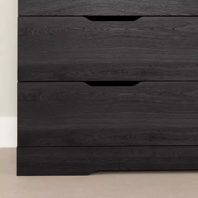 Commode double 6 tiroirs South Shore Fynn chêne gris : Panneau de particules stratifié, Garantie de 5 ans, Quincaillerie anti-basculement
