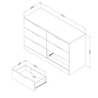 Commode double 6 tiroirs South Shore Fynn chêne gris : Panneau de particules stratifié, Garantie de 5 ans, Quincaillerie anti-basculement