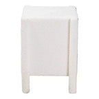 Table de chevet Baxton Studio Laria en tissu Teddy Bear, 2 tiroirs, blanc