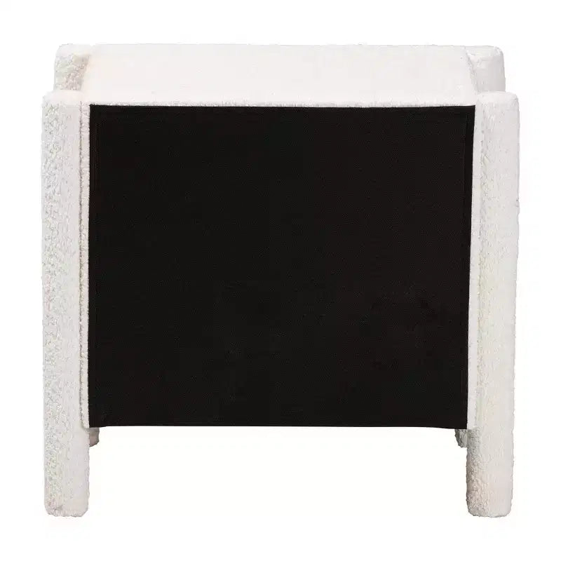 Table de chevet Baxton Studio Laria en tissu Teddy Bear, 2 tiroirs, blanc