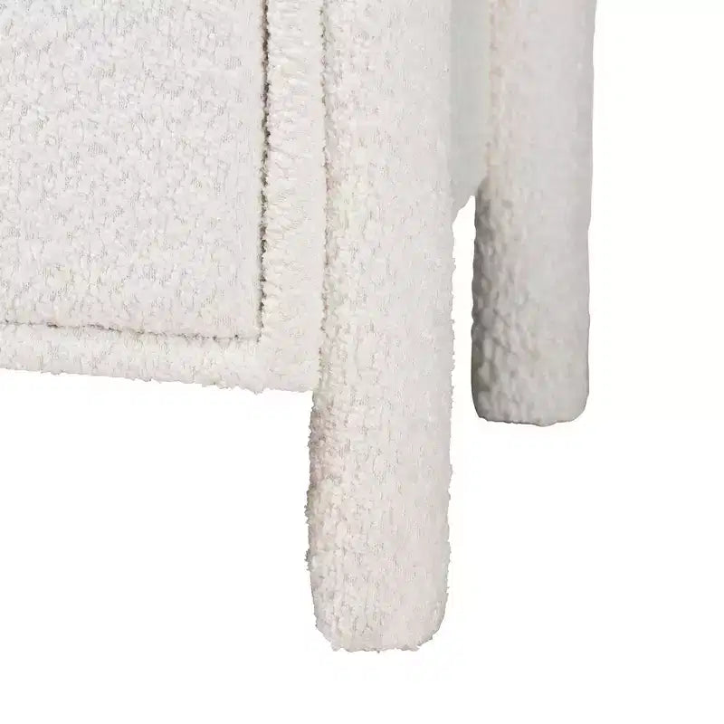Table de chevet Baxton Studio Laria en tissu Teddy Bear, 2 tiroirs, blanc