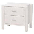 Table de chevet Baxton Studio Laria en tissu Teddy Bear, 2 tiroirs, blanc