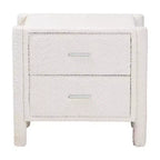 Table de chevet Baxton Studio Laria en tissu Teddy Bear, 2 tiroirs, blanc