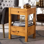 bali & pari Table de chevet à 2 tiroirs Azmi Wood placage de loupe de Mappa clair