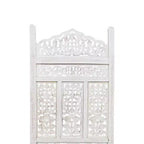 Le Paravent/Séparateur de Pièce en Bois 4 Panneaux Sculpté Esthétiquement, Style Port Urbain, Blanc Vieilli