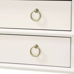 Table de chevet Clara Comfort Pointe, blanche : plateau encastré, 2 tiroirs, étagère ouverte, MDF peint, cadre en bois