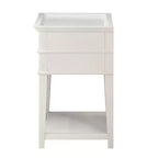 Table de chevet Clara Comfort Pointe, blanche : plateau encastré, 2 tiroirs, étagère ouverte, MDF peint, cadre en bois