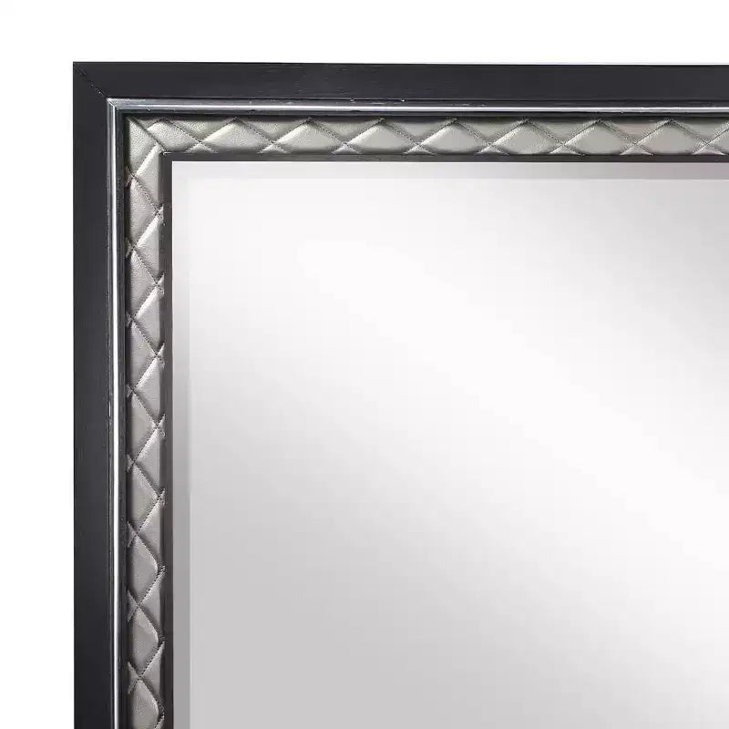 Miroir de commode Nicola Acme Furniture Cuir synthétique argenté/Finition noire