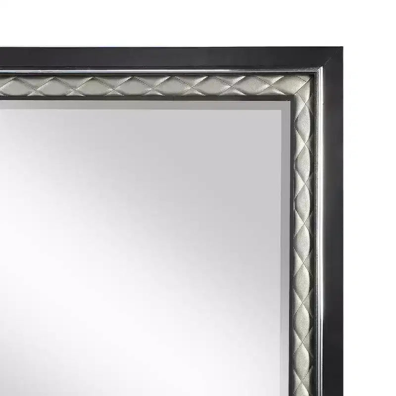 Miroir de commode Nicola Acme Furniture Cuir synthétique argenté/Finition noire