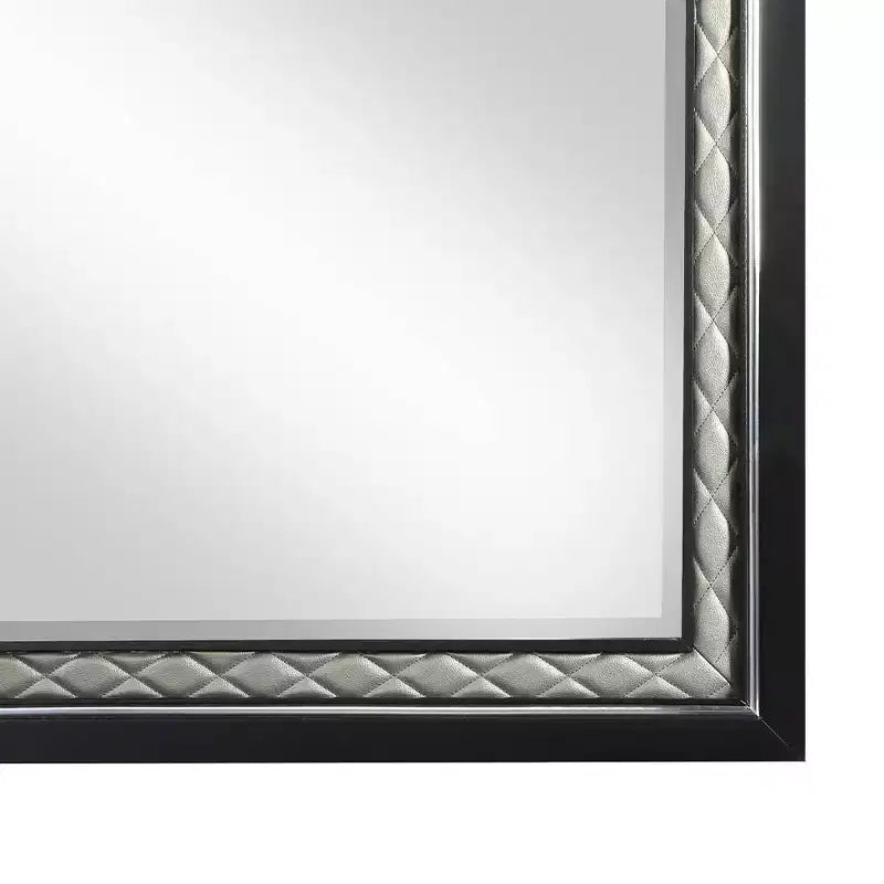 Miroir de commode Nicola Acme Furniture Cuir synthétique argenté/Finition noire