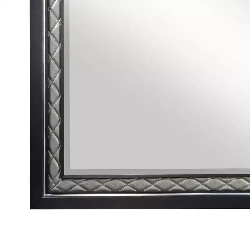 Miroir de commode Nicola Acme Furniture Cuir synthétique argenté/Finition noire