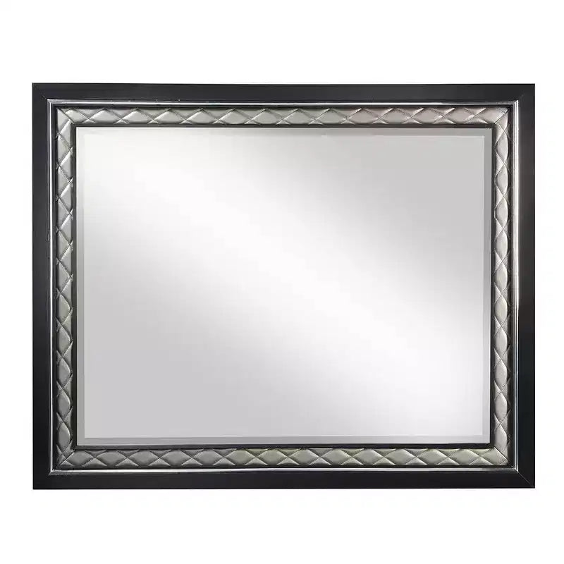 Miroir de commode Nicola Acme Furniture Cuir synthétique argenté/Finition noire