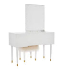 Coiffeuse 5 tiroirs en bois massif Geo avec miroir éclairé et tabouret – Linon : Style Hollywood Glamour