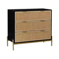 Nathan James Andrew 3 Drawer Rattan Dresser Black/Light Oak